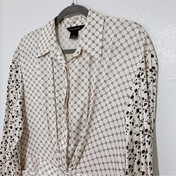 Club Monaco Cydar Cream/Black Midi Shirt Dress Size 10 - Picture 5 of 14